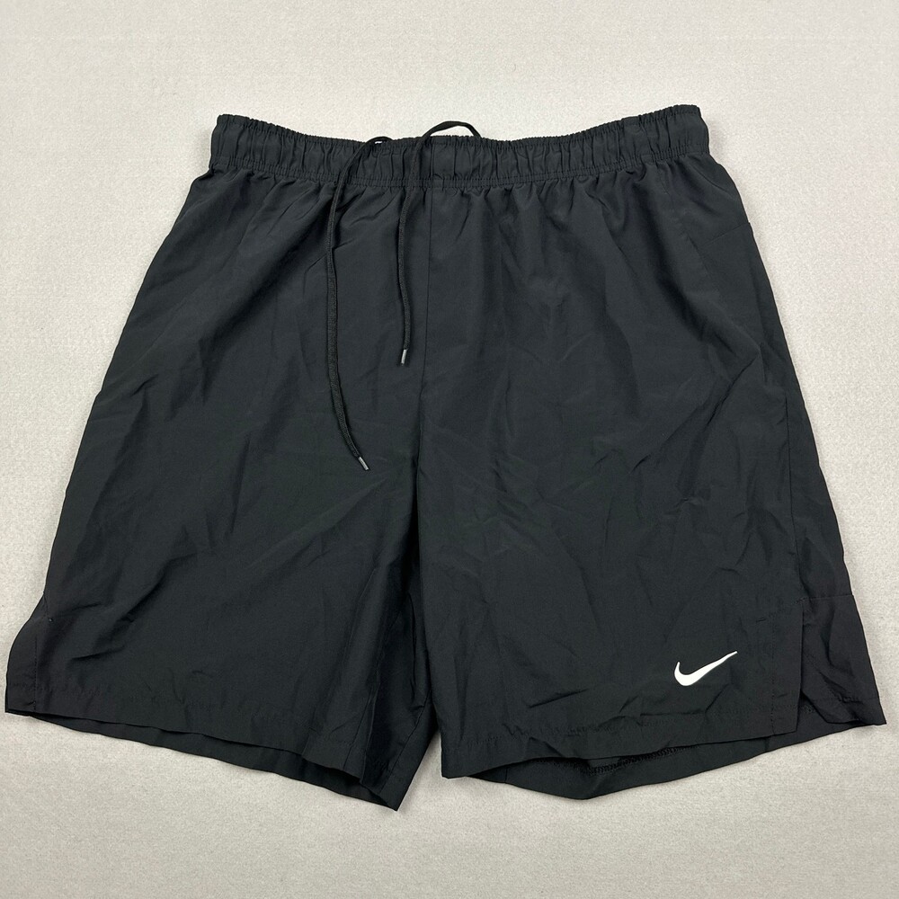 Nike Shorts Men Extra Large Black Solid  Woven Swoosh Logo Lining Lightweight XL